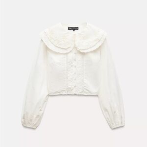 Zara Crop Peter Pan Collar Shirt